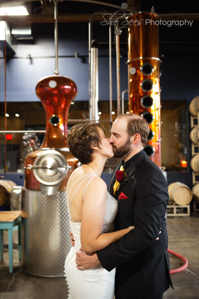 Distillery wedding photo